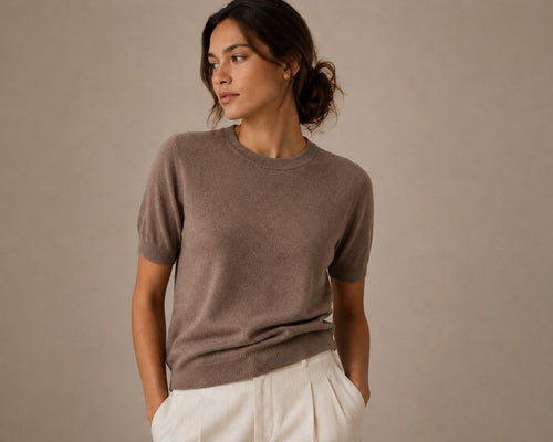 Pull Femme Cachemire Manches Courtes
