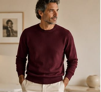 Pull Cachemire Unisexe Col Rond Homme Bordeaux